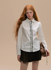 Retro Ruffle Contrast College Shirt